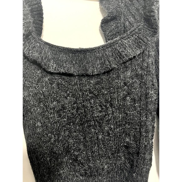 Topshop Grey Ruffle Cable Knit Sweater with Back Cut out. New Size 8-10 - Picture 2 of 8
